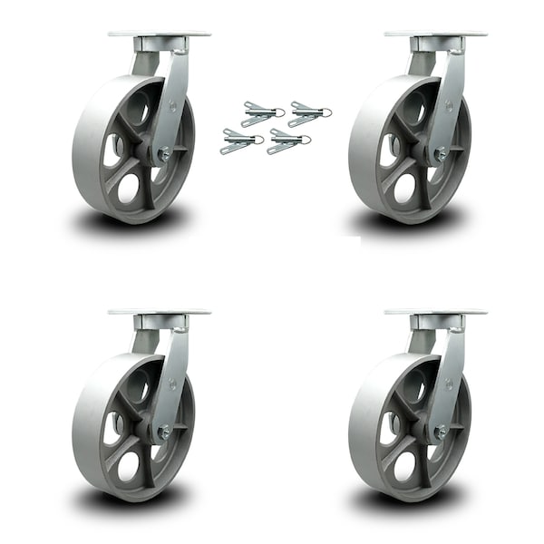 Service Caster 10 Inch Heavy Duty Semi Steel Cast Iron Caster Set with Swivel Locks, 4PK SCC-KP92S1030-SSR-BSL-4 - main